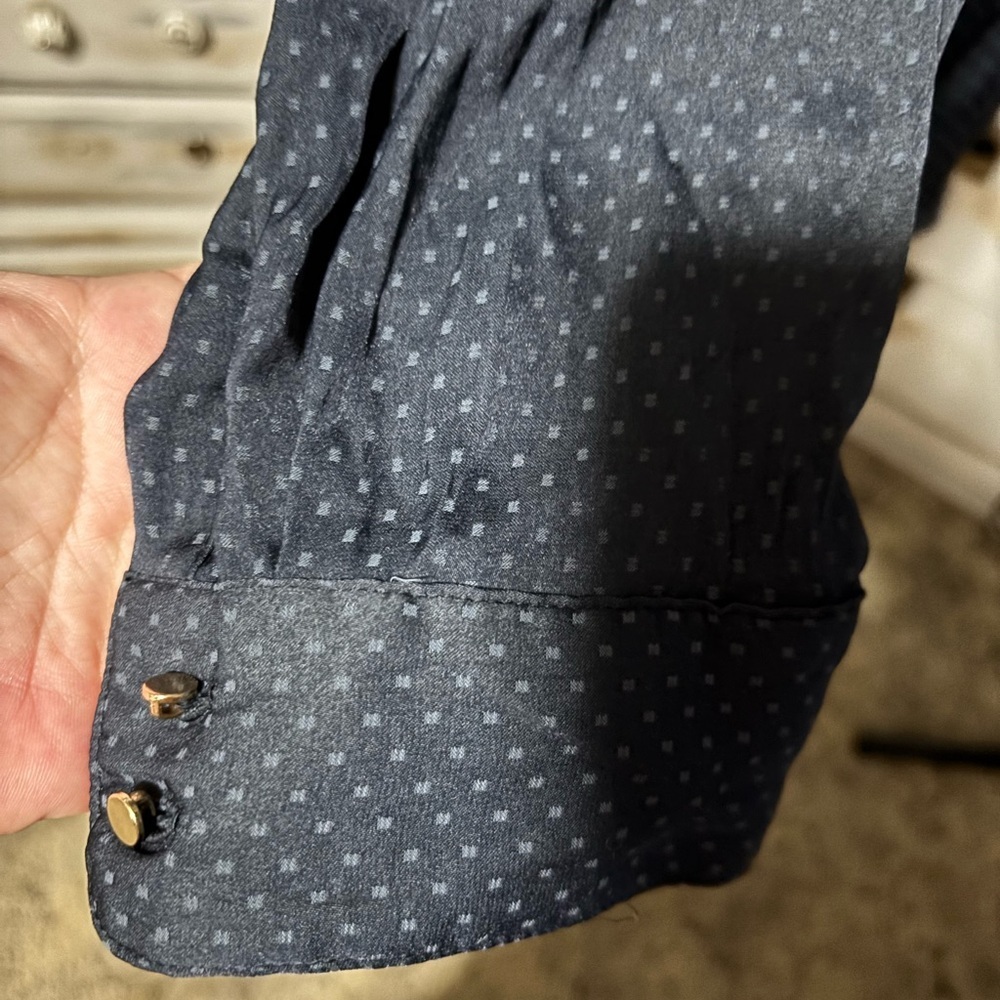 Zara Navy blouse with blue dots xs #business casual - Picture 7 of 11